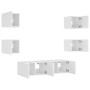 Wall TV cabinets with LED 6 pieces white engineered wood by , TV Furniture - Ref: Foro24-3216853, Price: 191,83 €, Discount: %