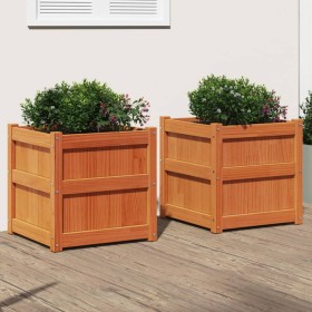 Outdoor planters 2 pcs solid wax brown pine wood by , Pots and planters - Ref: Foro24-837429, Price: 126,99 €, Discount: %