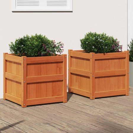 Outdoor planters 2 pcs solid wax brown pine wood by , Pots and planters - Ref: Foro24-837429, Price: 126,81 €, Discount: %