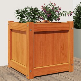 Outdoor planter solid wax brown pine wood 40x40x40 cm by , Pots and planters - Ref: Foro24-837408, Price: 40,99 €, Discount: %