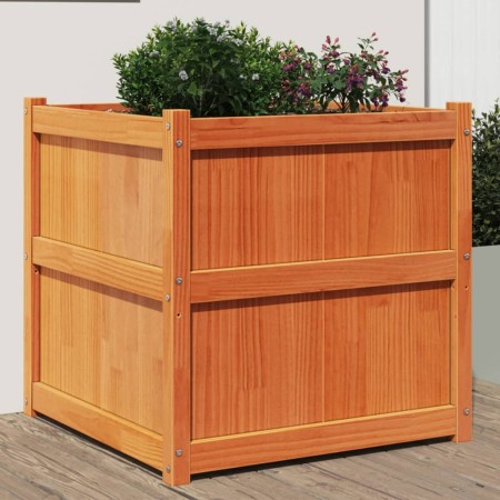 Outdoor planter solid wax brown pine wood 70x70x70 cm by , Pots and planters - Ref: Foro24-837436, Price: 96,26 €, Discount: %