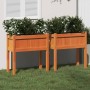 Planters with legs 2 pcs solid wax brown pine wood by , Pots and planters - Ref: Foro24-837559, Price: 76,99 €, Discount: %