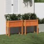 Planters with legs 2 pcs solid wax brown pine wood by , Pots and planters - Ref: Foro24-837559, Price: 76,99 €, Discount: %