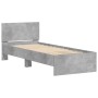 Cama con cabecero madera de ingeniería gris hormigón 75x190 cm de , Camas y somieres - Ref: Foro24-838662, Precio: 79,13 €, D...