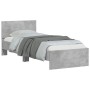 Concrete gray engineered wood bed with headboard 75x190 cm by , Beds and slatted bases - Ref: Foro24-838662, Price: 79,30 €, ...