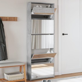 Shoe rack and mirror cabinet 5 levels concrete gray 63x17x169.5 cm by , Shoe racks and shoe organizers - Ref: Foro24-3228281,...