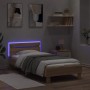 Bed frame headboard LED lights Sonoma oak 75x190 cm by , Beds and slatted bases - Ref: Foro24-838752, Price: 67,98 €, Discoun...