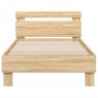 Bed frame headboard LED lights Sonoma oak 75x190 cm by , Beds and slatted bases - Ref: Foro24-838752, Price: 67,98 €, Discoun...