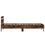 Bed frame headboard LED lights smoked oak 90x200 cm by , Beds and slatted bases - Ref: Foro24-838719, Price: 102,63 €, Discou...