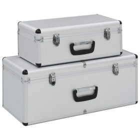 Aufbewahrungsboxen 2 Einheiten aus silbernem Aluminium von vidaXL, Werkzeugkästen - Ref: Foro24-91850, Preis: 92,69 €, Rabatt: %