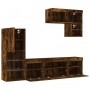 TV wall unit with LED lights, 6 pieces, engineered wood in smoked oak. by , TV Furniture - Ref: Foro24-3216736, Price: 220,99...