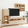 TV wall unit with LED lights, 6 pieces, engineered wood in Sonoma oak. by , TV Furniture - Ref: Foro24-3216734, Price: 216,99...