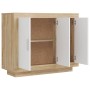 White plywood and Sonoma oak sideboard 92x35x75 cm by , Sideboards - Ref: Foro24-811840, Price: 111,53 €, Discount: %