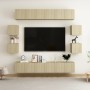 Living room TV furniture set 10 pieces engineered wood Sonoma oak by , TV Furniture - Ref: Foro24-3078962, Price: 244,99 €, D...