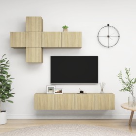 Sonoma Oak 7-Piece Living Room Furniture Set by , TV Furniture - Ref: Foro24-3079023, Price: 204,27 €, Discount: %