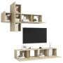 Juego de muebles de salón 7 piezas roble Sonoma de , Muebles TV - Ref: Foro24-3079023, Precio: 204,27 €, Descuento: %