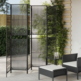 6-panel black synthetic rattan screen by , Room dividers - Ref: Foro24-365400, Price: 154,99 €, Discount: %