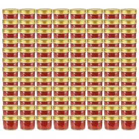 Glass jam jars gold lid 96 pcs 110 ml by vidaXL, honey jars - Ref: Foro24-50797, Price: 107,53 €, Discount: %