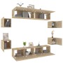 TV furniture set 8 pieces Sonoma oak plywood by , TV Furniture - Ref: Foro24-3114216, Price: 201,83 €, Discount: %