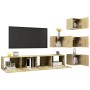 Juego de muebles de salón 6 piezas roble Sonoma de , Muebles TV - Ref: Foro24-3079036, Precio: 165,46 €, Descuento: %