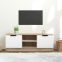 Mueble de TV madera contrachapada blanco y roble 102x35x36,5 cm de , Muebles TV - Ref: Foro24-811516, Precio: 70,58 €, Descue...