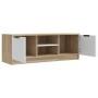 TV stand made of white and oak plywood, measuring 102x35x36.5 cm. by , TV Furniture - Ref: Foro24-811516, Price: 70,99 €, Dis...