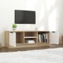 TV stand made of white and oak plywood, measuring 102x35x36.5 cm. by , TV Furniture - Ref: Foro24-811516, Price: 70,99 €, Dis...