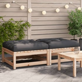 Gartenhocker mit Kissen 2 Stück massives Kiefernholz von , Modulare Sofas für den Außenbereich - Ref: Foro24-838101, Preis: 1...