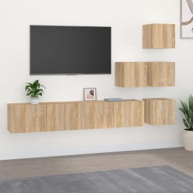 Sonoma oak plywood TV wall cabinet by , TV Furniture - Ref: Foro24-3114576, Price: 143,23 €, Discount: %