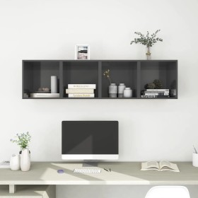 Wall cabinet 4 units glossy gray plywood 37x37x37cm by , Shelves and shelves - Ref: Foro24-805470, Price: 91,54 €, Discount: %