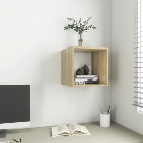 White and oak plywood wall cabinet 37x37x37cm by , Shelves and shelves - Ref: Foro24-805459, Price: 33,98 €, Discount: %