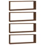 Cubic wall shelf 4 pcs brown oak wood 80x15x26.5cm by , Shelves and shelves - Ref: Foro24-815922, Price: 53,39 €, Discount: %