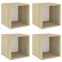 Armario pared 4 ud madera contrachapada blanco roble 37x37x37cm de , Estantes y estanterías - Ref: Foro24-805461, Precio: 92,...