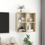 Wall-mounted cabinet, 4 units, white oak plywood, 37x37x37cm by , Shelves and shelves - Ref: Foro24-805461, Price: 92,30 €, D...