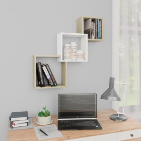 White oak plywood cube wall shelf 68x15x68 cm by , Shelves and shelves - Ref: Foro24-800275, Price: 33,21 €, Discount: %