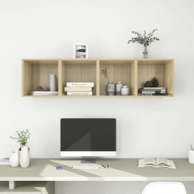 Wall cabinet 4 pcs oak plywood 37x37x37 cm by , Shelves and shelves - Ref: Foro24-805455, Price: 86,99 €, Discount: %