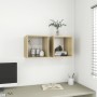 Wall cabinet 2 units white wood and sonoma oak 37x37x37 cm by , Shelves and shelves - Ref: Foro24-805460, Price: 48,48 €, Dis...