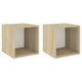 Wall cabinet 2 units white wood and sonoma oak 37x37x37 cm by , Shelves and shelves - Ref: Foro24-805460, Price: 48,48 €, Dis...