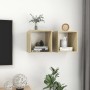 Wall cabinet 2 units white wood and sonoma oak 37x37x37 cm by , Shelves and shelves - Ref: Foro24-805460, Price: 48,48 €, Dis...