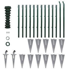 Metal fence with galvanized steel posts stakes 1.0x25 m by , fence panels - Ref: Foro24-140754, Price: 319,60 €, Discount: %