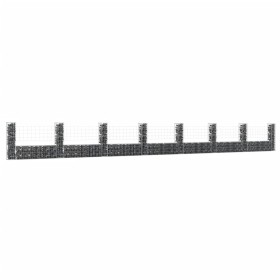 U-shaped gabion basket 8 iron posts 860x20x100 cm by , fence panels - Ref: Foro24-151281, Price: 211,92 €, Discount: %