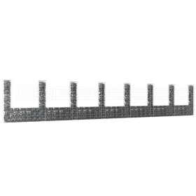 U-shaped gabion basket 8 iron posts 860x20x150 cm by , fence panels - Ref: Foro24-151288, Price: 311,99 €, Discount: %