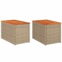 Mesas auxiliares de jardín 2 uds ratán madera beige 55x34x37cm de , Mesas de jardín - Ref: Foro24-366069, Precio: 77,29 €, De...