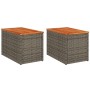 Mesas auxiliares de jardín 2 uds ratán madera gris 55x34x37 cm de , Mesas de jardín - Ref: Foro24-366131, Precio: 79,19 €, De...