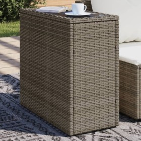 Garden side table with glass top PE rattan gray 58x27.5x55 cm by , Garden tables - Ref: Foro24-366133, Price: 72,99 €, Discou...