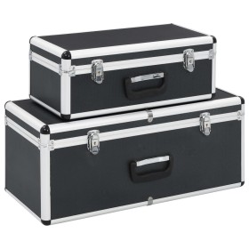 Aufbewahrungsboxen 2 Einheiten aus schwarzem Aluminium von vidaXL, Werkzeugkästen - Ref: Foro24-91851, Preis: 97,99 €, Rabatt: %