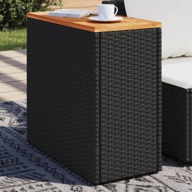 Garden side table with black PE rattan wood top 58x27.5x55 cm by , Garden tables - Ref: Foro24-365983, Price: 65,99 €, Discou...