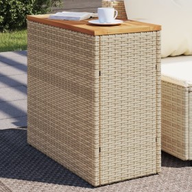 Garden side table with beige PE rattan wood top 58x27.5x55 cm by , Garden tables - Ref: Foro24-366072, Price: 56,99 €, Discou...