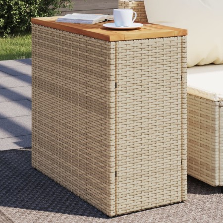 Garten-Beistelltisch mit beigefarbener PE-Rattanholzplatte 58x27,5x55 cm von , Gartentische - Ref: Foro24-366072, Preis: 56,5...