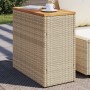 Mesa auxiliar jardín tapa madera ratán PE beige 58x27,5x55 cm de , Mesas de jardín - Ref: Foro24-366072, Precio: 56,99 €, Des...